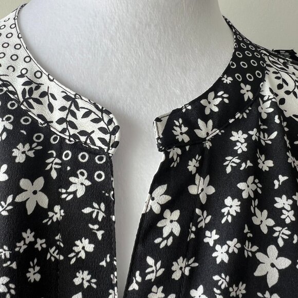 🖤Calvin Klein Women's XL Patchwork Print -button down Relaxed Shirt black White - Picture 2 of 13